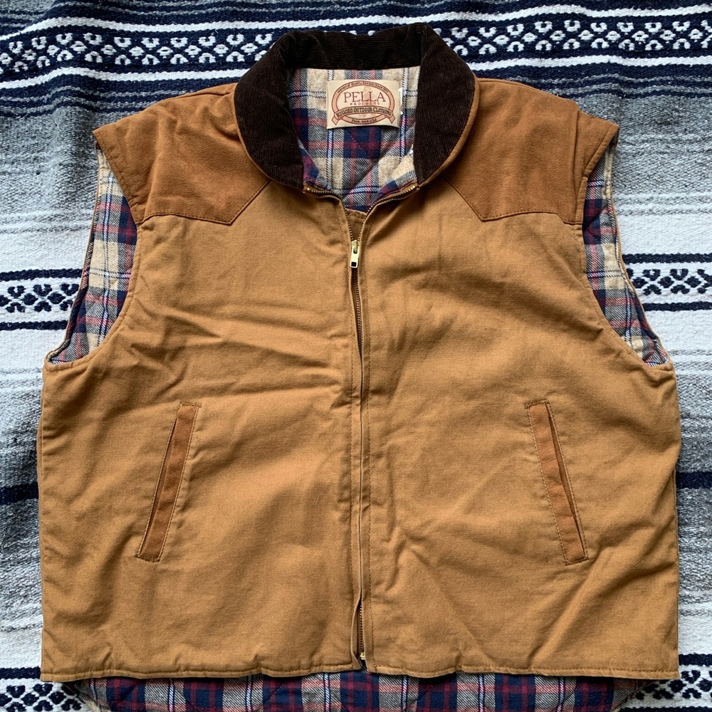 Pella Rugged Outdoor Clothing Men's Brown Vest Size Large Excellent Condition
